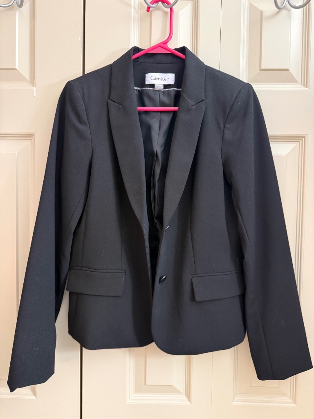 Calvin Klein Black One Button Blazer Petite 10P